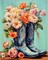 Cowboy Boots Paint by Numbers Kit for Adults – DIY Floral Acrylic Painting on Canvas, Beginner-Friendly Paint-by-Number Art for Home Wall Decor & Gifts, 16x20 Inch (Unframed)